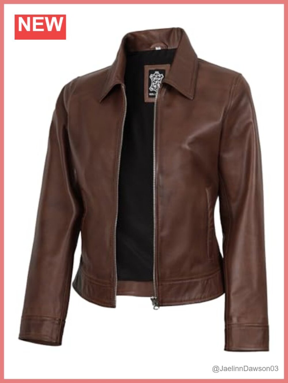 100% Real Leather Jacket Vintage Shirt Collar Women's Regular Fit